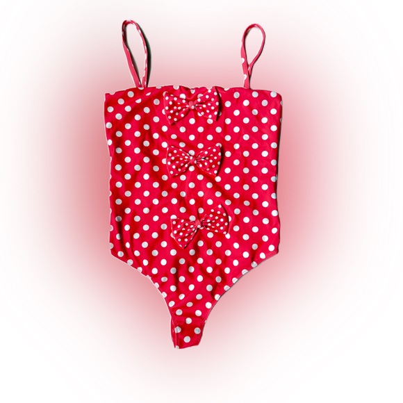 Caroline Constas Ingrid One Piece Pink White Polka Dot Swimsuit Size L NWT - Picture 1 of 6